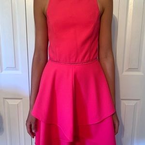 Adelyn Rae Pink Cross Back Fit And Flare Women’s Dress